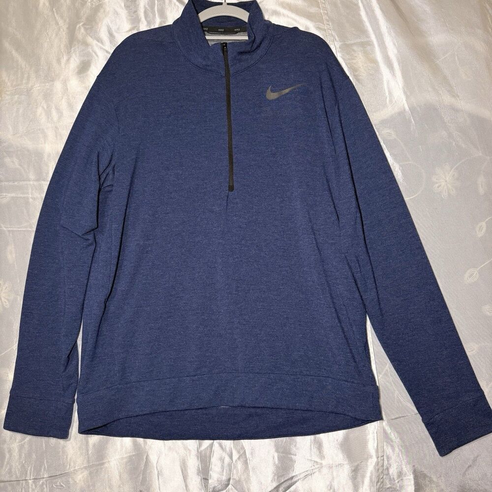 Nike Training Sweater Mens Large Blue Dri Fit Performance Tech Golf